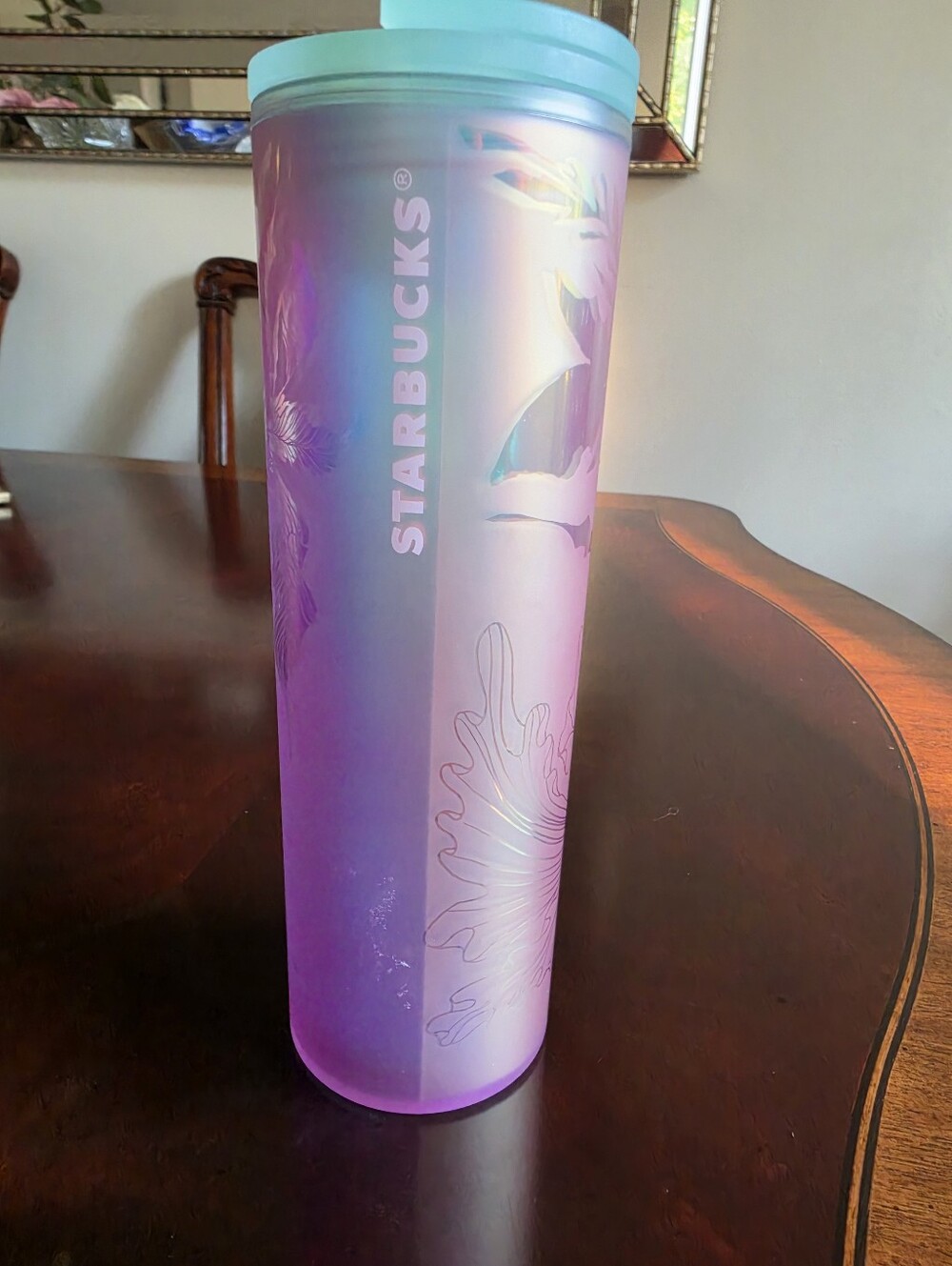 Starbucks 2022 Spring Soft Touch Iridescent Mermaid Siren Tumbler 16 Oz